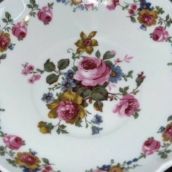 Vintage Limoges Floral Rose Porcelain Bowl White Pink And Green Made In France - Picture 4 of 11